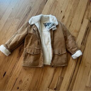 Marvin Richards Brown Suede Puffer Jacket with Cream Faux Fur Size M